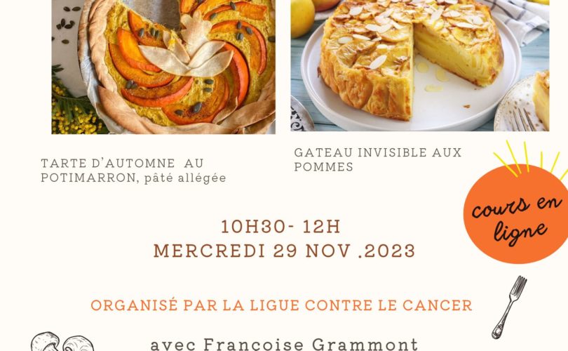 atelier de cuisine en ligne organisé par la ligue contre le cancer